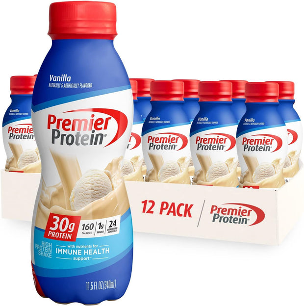 Premier Protein Liquid Protein Shake, Caramel, 30g Protein, 1g Sugar, 24 Vitamins & Minerals, Nutrients to Support Immune Health 11.5 fl oz Bottle (12 Pack)
