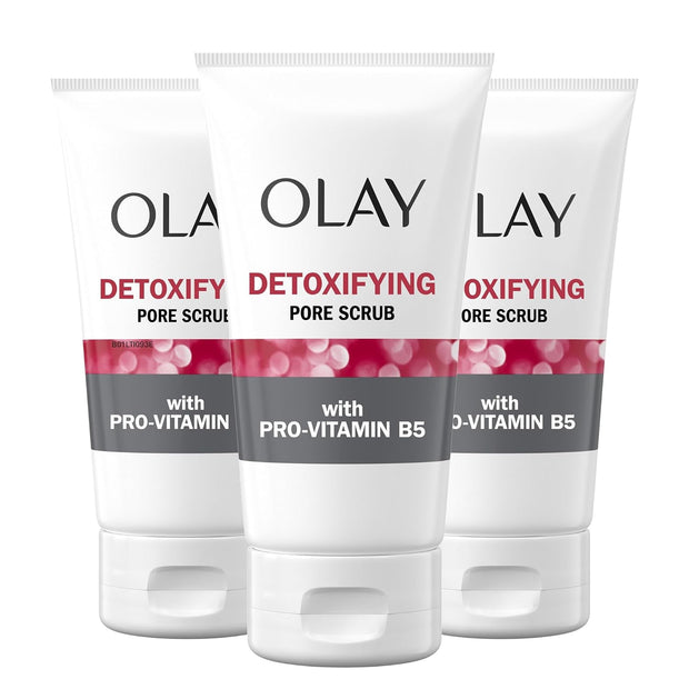 Facial Cleanser by Olay Regenerist, Detoxifying Pore Scrub & Exfoliator, 5 Oz (Pack of 3)