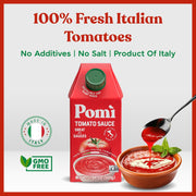Pomì Tomato Sauce 17.64oz (Pack of 12) - Creamy, Velvety Italian Sauce with a Touch of Salt, No Additives or Preservatives - Made from 100% Fresh Italian Tomatoes, BPA-Free Carton