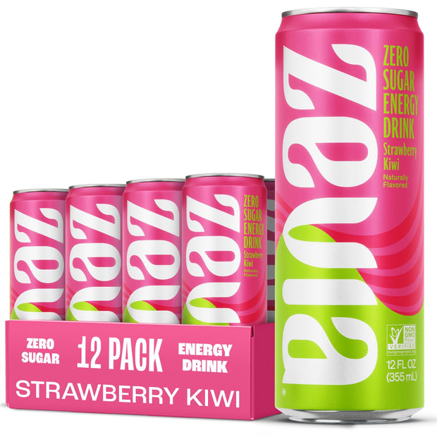 Zevia Zero Sugar Energy Drink, Peach Passionfruit, 12 oz Cans (12-Pack) – Naturally Sweetened, Non-GMO Project Verified, Gluten-Free, Vegan