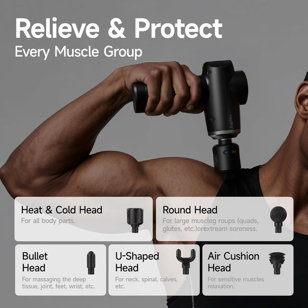 Percussion Massage Gun Deep Tissue with Heat and Cold, Portable Handheld Muscle Massager, Percussion Back Body Masajeador 12mm Amptitude for Athletes, Runner, Gifts for Men Women