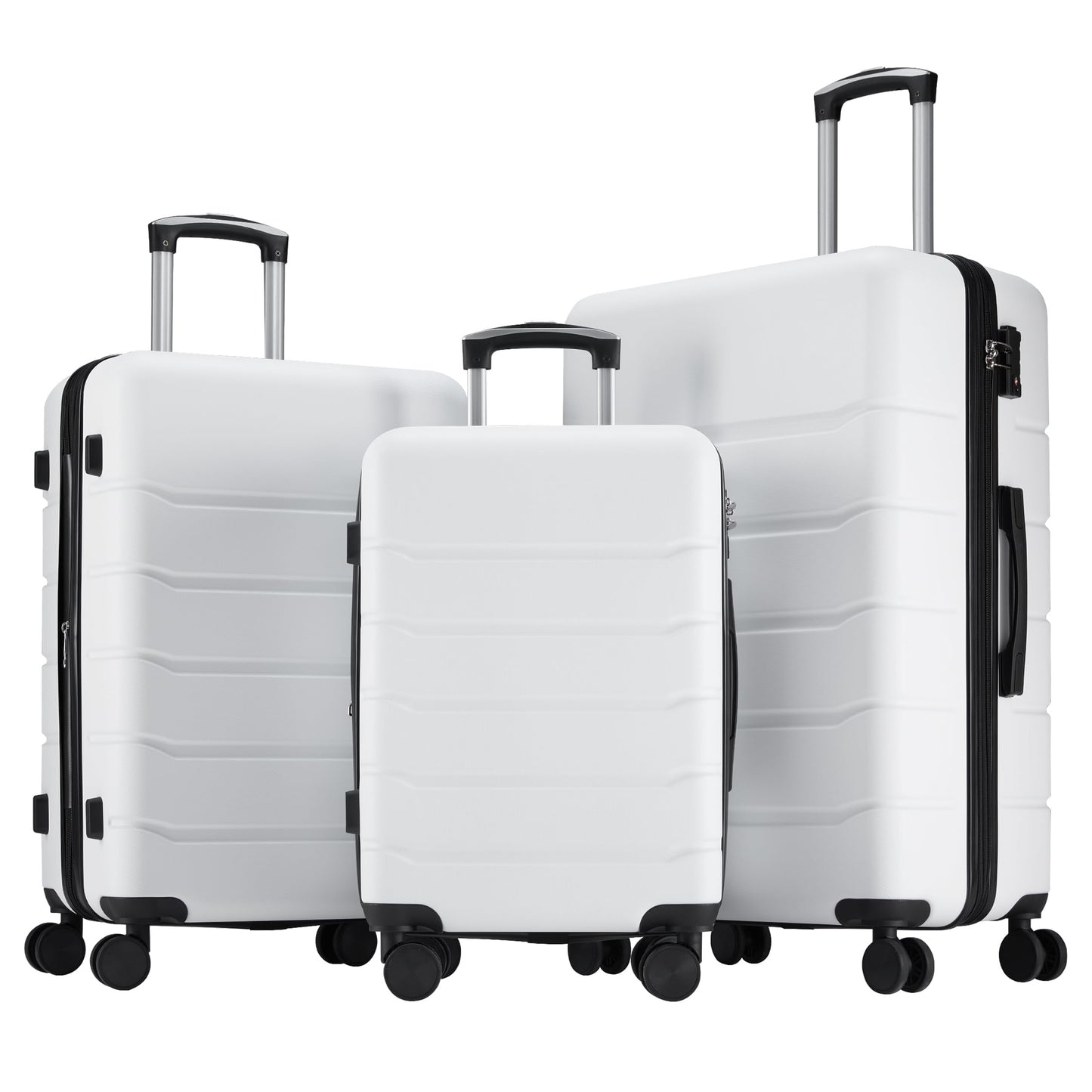 OLIXIS 3-Piece Luggage Set, 20/24/28 Inch Hardside Suitcases with Spinner Wheels, Lightweight ABS Hard Shell Travel Luggage, TSA Approved Lock, Expandable Carry-On & Checked Luggage–Blue