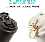 mocc 19oz Insulated Stainless Steel Tumbler, with Leak-Proof Lid and Foldable Straw, for Hot/Cold Coffee/Tea/Infused Water, for Travel & Gift (Black)