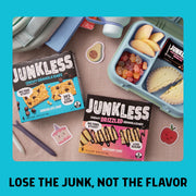 JUNKLESS Chewy Granola Bar 4‑Flavor Variety Pack (24 Bars)–Non‑GMO, Gluten‑Free, Less Sugar Snack Bars— Chocolate Chip, Peanut Butter Chocolate Chip, Cinnamon Roll & Real Strawberry, 4 Boxes