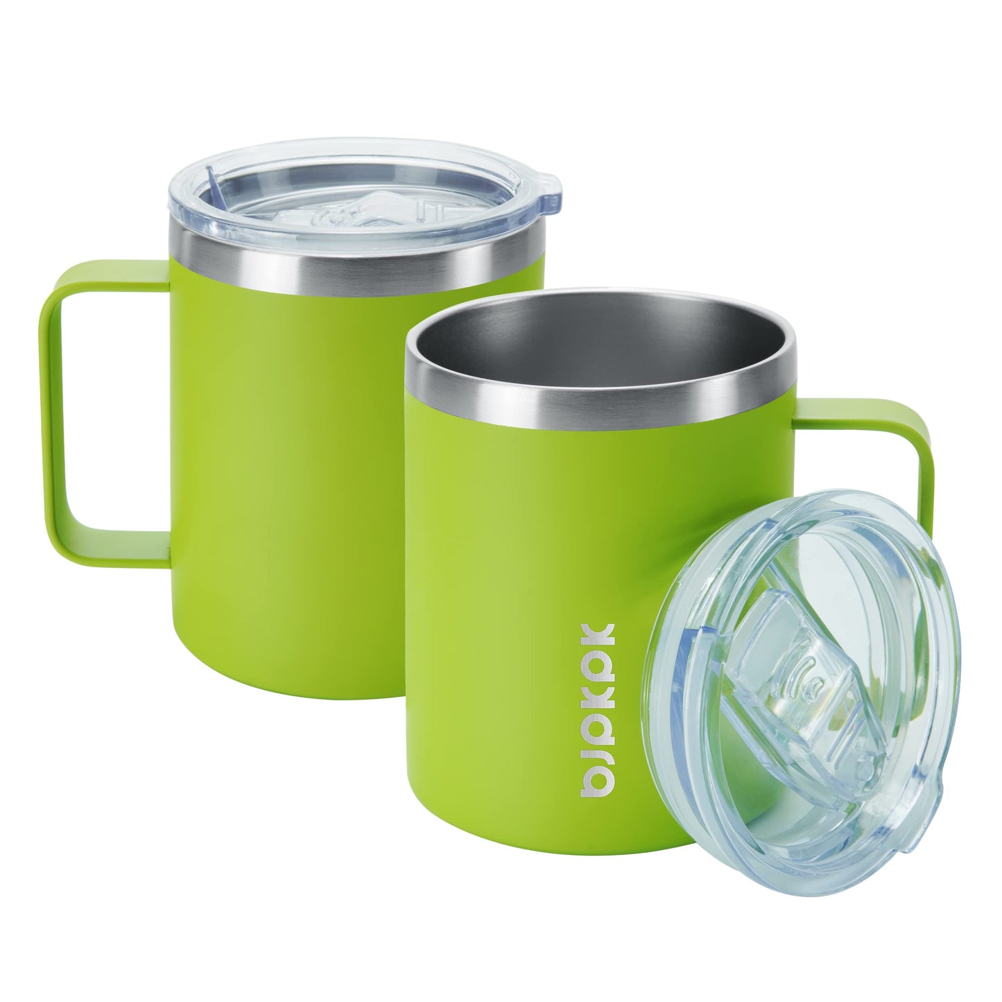 BJPKPK 2 pcs Insulated Coffee Mug, 12 oz Stainless Steel Insulated Coffee Tumbler with Lid for Hot Drinks & Cold Drinks- Turquoise