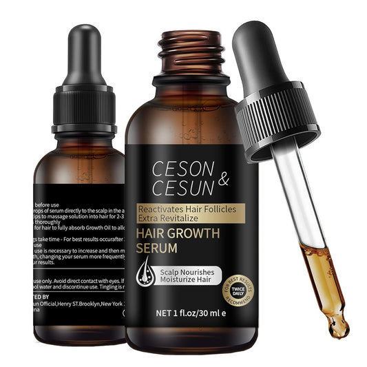 Ceson&Cesun Hair Growth Serum/Scalp Oil, With Biotin & Rosemary Castor Oil, Hair Thickening Serum For Hair loss, Water-Based, Nourishes The Scalp, Natural Hair Regrowth & Dry Damaged Hair Treatment