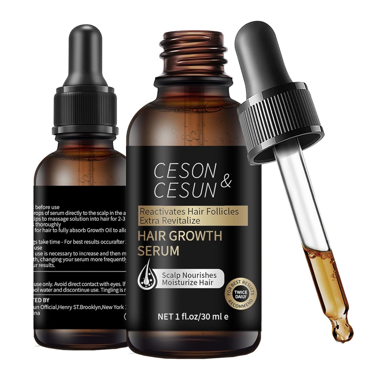 Ceson&Cesun Hair Growth Serum/Scalp Oil, With Biotin & Rosemary Castor Oil, Hair Thickening Serum For Hair loss, Water-Based, Nourishes The Scalp, Natural Hair Regrowth & Dry Damaged Hair Treatment