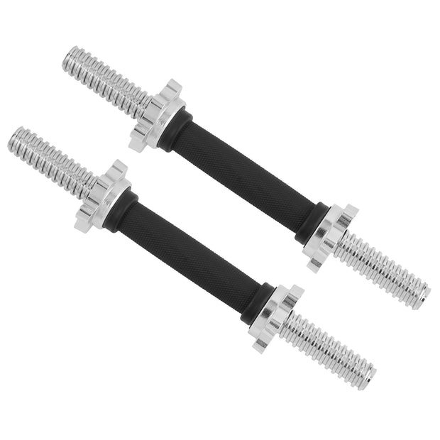 Yes4All Pair of Threaded Dumbbell Handles 14/16/18/24 inch, Chrome/Rubber Grip, Fit 1” Plates, Weight Bar Connector