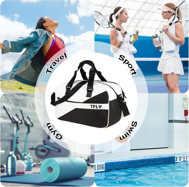 TFLY Gym Bag for Men and Women, Water-Resistant Duffel Bag with Dry-Wet Separation & Shoe Compartment, Workout Bag for Travel, Sports