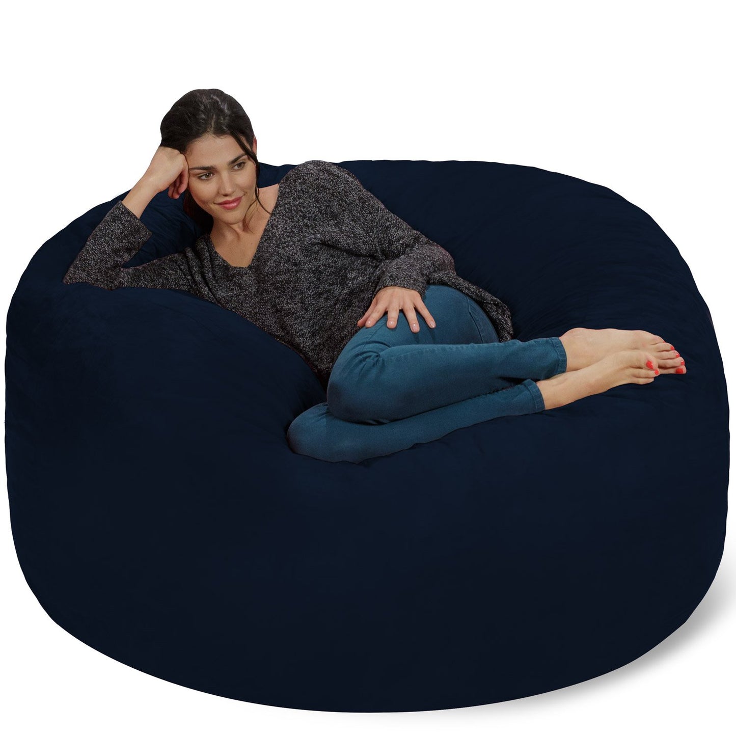 Chill Sack Bean Bag Chair - 5' Giant Memory Foam Lounge Chair with Soft Microfiber Cover – Cozy Furniture for Living Room, Dorm, & Kids' Rooms – Comfortable 5 Ft, Microsuede Lounge Sofa, Orange