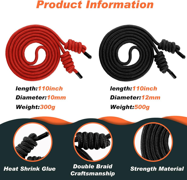 Lewtemi 2 Pcs Flow Exercise Rope for Fitness Flow Double Braid Workout Rope with Cloth Bags Adjustable Length Jump for Working out Men Women Gym Training Indoor Outdoor, 9 ft