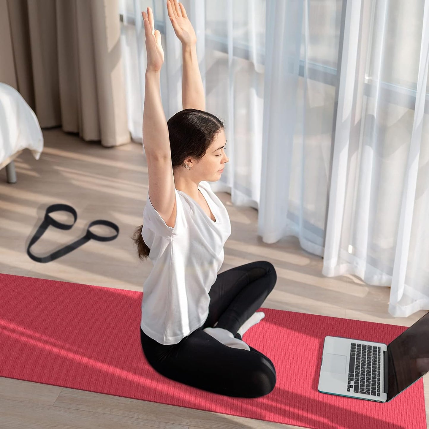 Hoolerry 36 Pieces Yoga Mats Sets Includes 12 Pcs Yoga Mats Bulk 68” x 24” x 6mm Thick Exercise Mat Non Slip 12 Resistance Bands 12 Carrying Straps for Women Girls for Gym Pilates