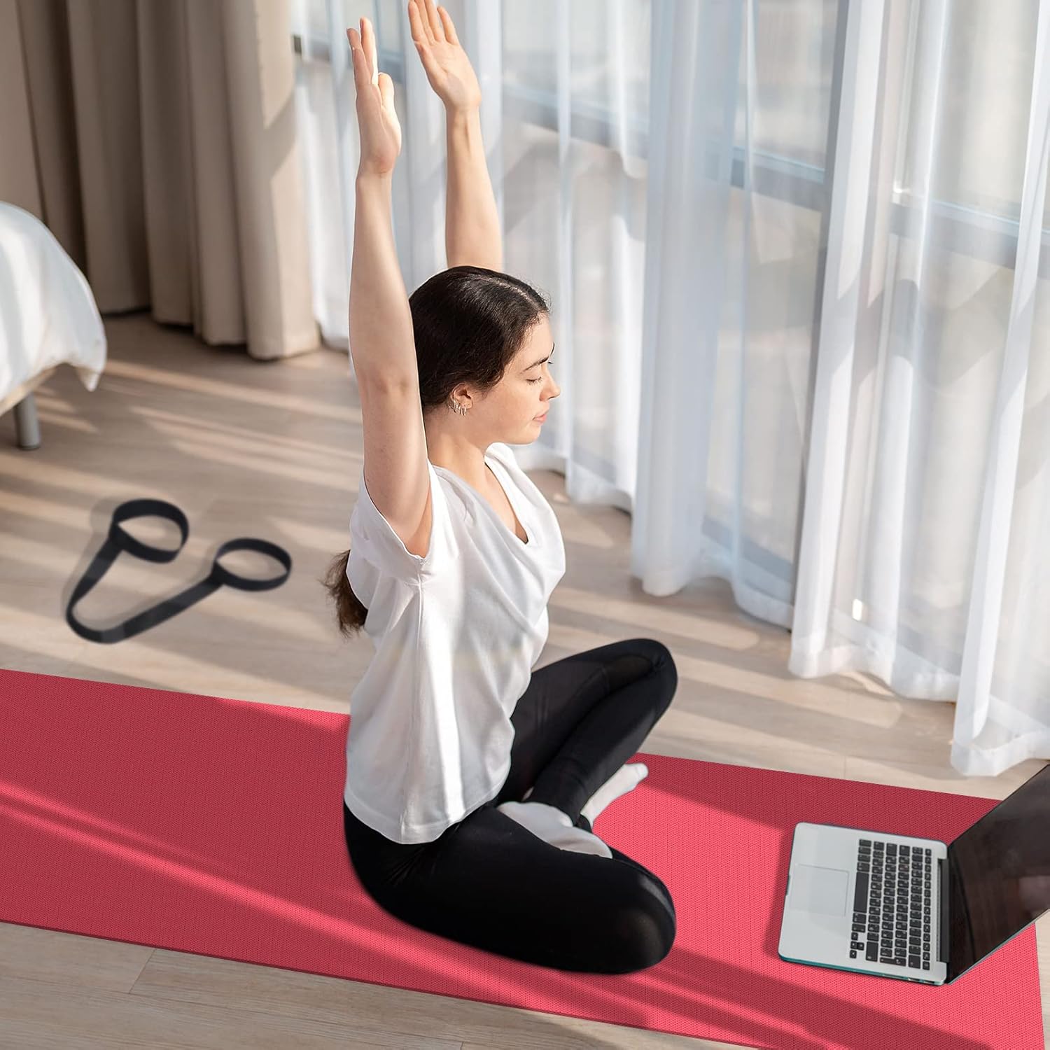 Hoolerry 36 Pieces Yoga Mats Sets Includes 12 Pcs Yoga Mats Bulk 68” x 24” x 6mm Thick Exercise Mat Non Slip 12 Resistance Bands 12 Carrying Straps for Women Girls for Gym Pilates