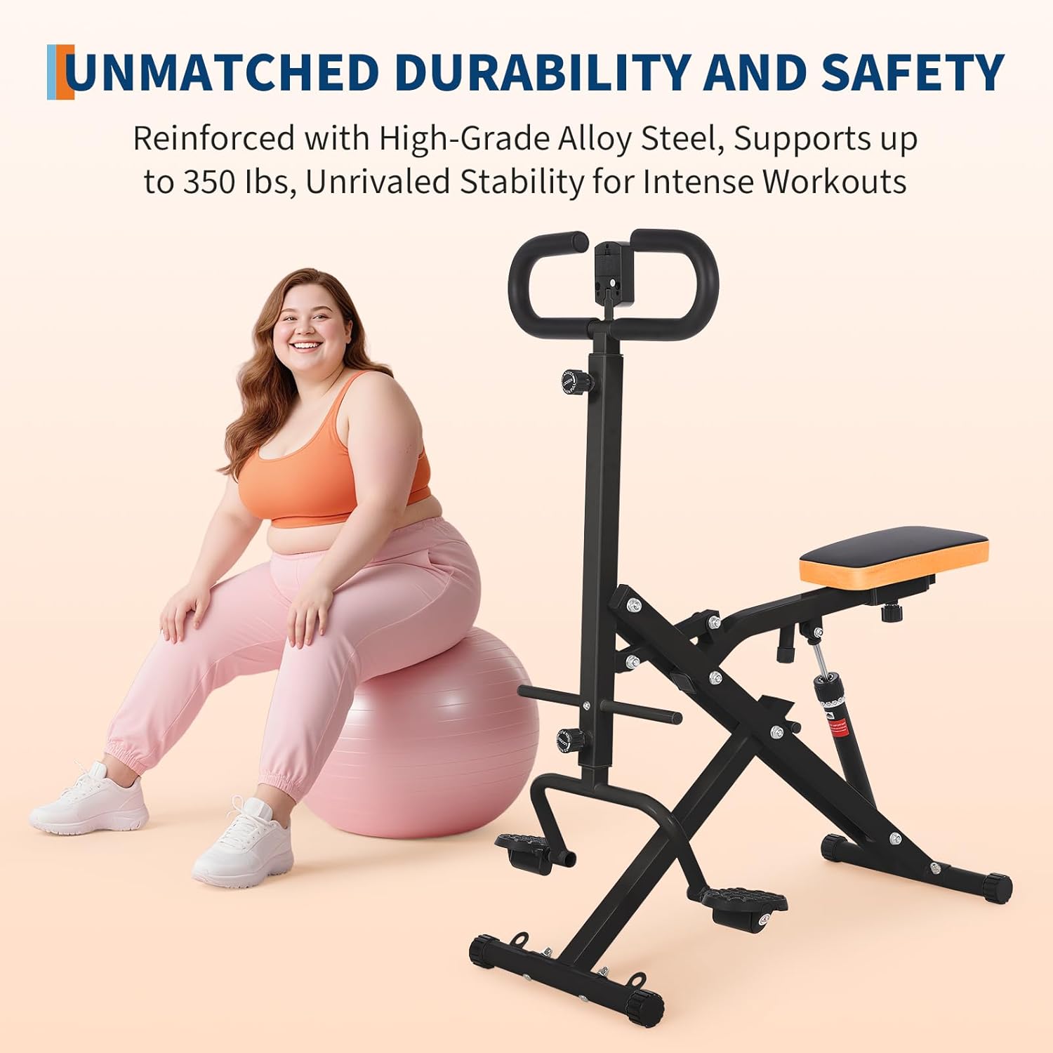 Squat Machine, Squat Assist Trainer with Adjustable12 Level Resistance, Foldable Squat Ride Rowing Machine for Home, Full Body Workout Gym for Glutes Legs Workout, 350 LBS Capacity