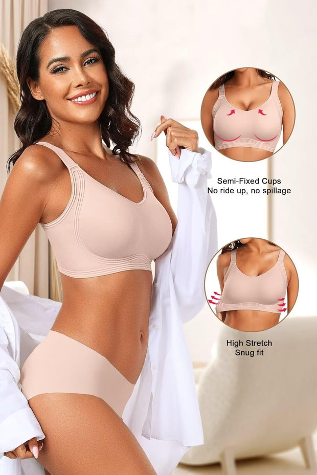 Vertvie Women's Seamless Wireless Push Up Bras with Support and Lift No Underwire Bralettes Full Coverage Sport Everyday Bra