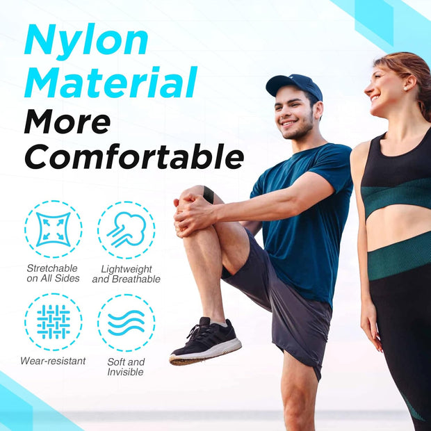 OK TAPE Nylon Kinesiology Tape for Knee, 10 Pcs Stretchable on Four Sides Precut Strips, Athletic Tape for Knee Support & Stability,Breathable and Hypoallergenic, Beige