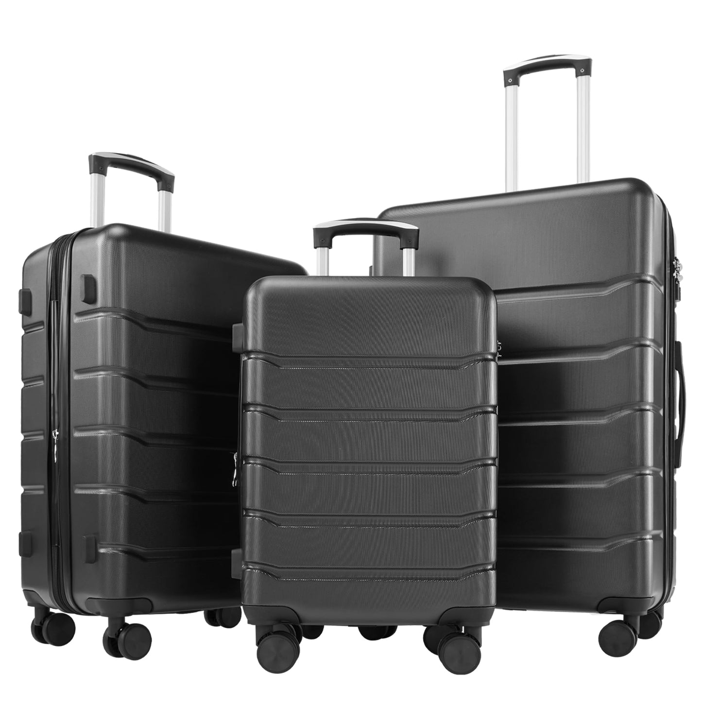 OLIXIS 3-Piece Luggage Set, 20/24/28 Inch Hardside Suitcases with Spinner Wheels, Lightweight ABS Hard Shell Travel Luggage, TSA Approved Lock, Expandable Carry-On & Checked Luggage–Blue