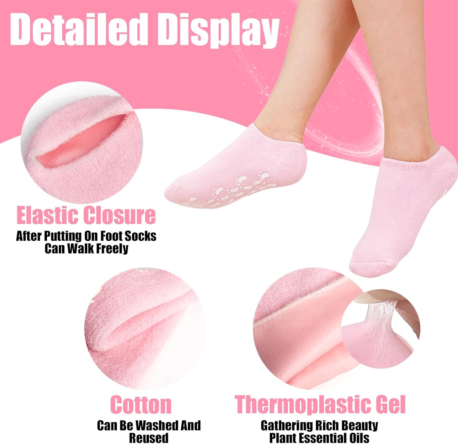2Pairs Moisturizing Socks - Silicone Socks for Dry Cracked Feet Women - Gel Socks for Dry Cracked Feet Women - Lotion Socks for Repairing and Softening Dry Cracked Feet Skins