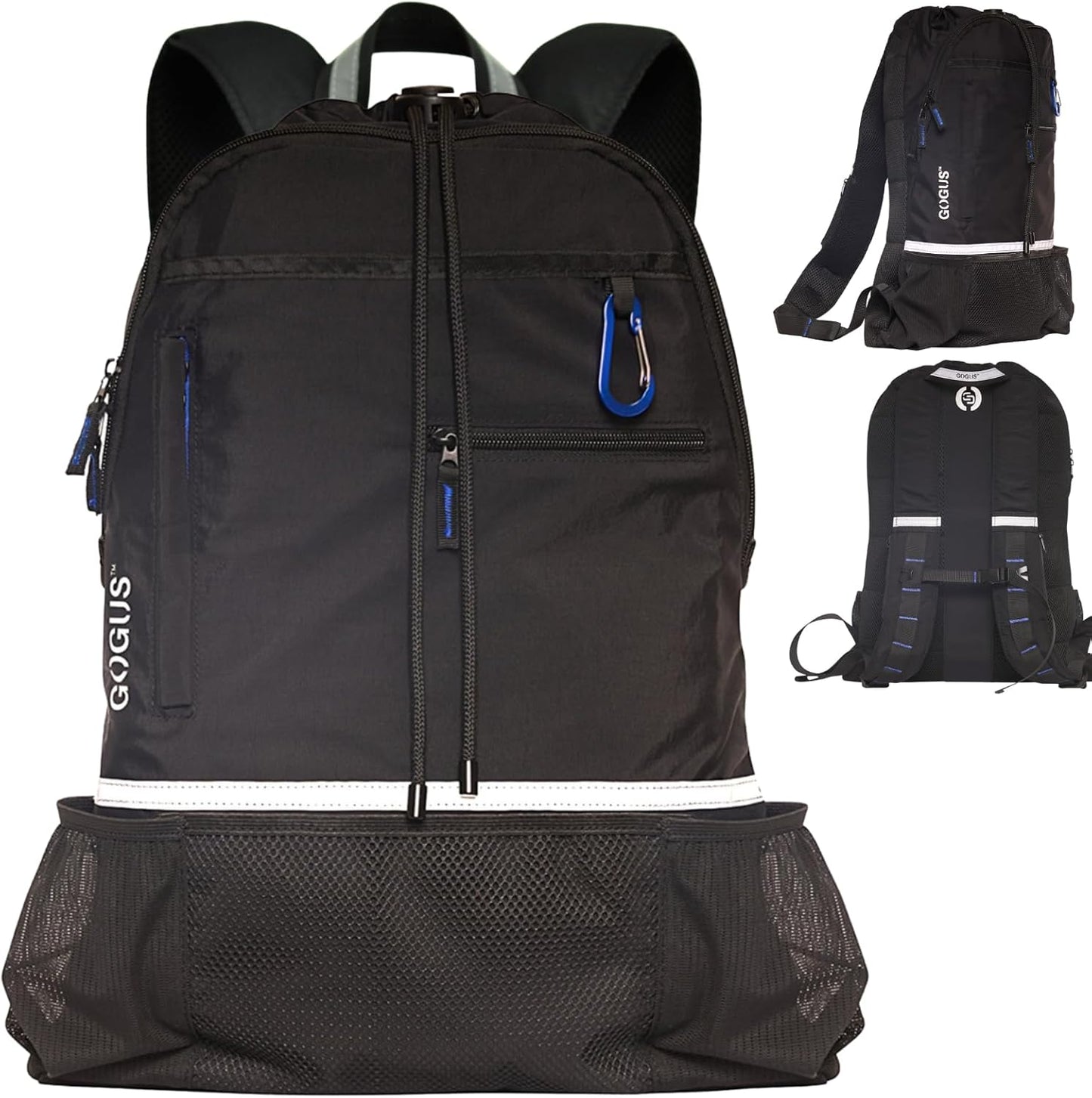 GOGUS Light Gym Drawstring Backpack with Dual Water Bottle Pockets – 18L Eco-Friendly, Water-Resistant Hybrid Bag with Mesh Compartment & Reflective Details for Men & Women