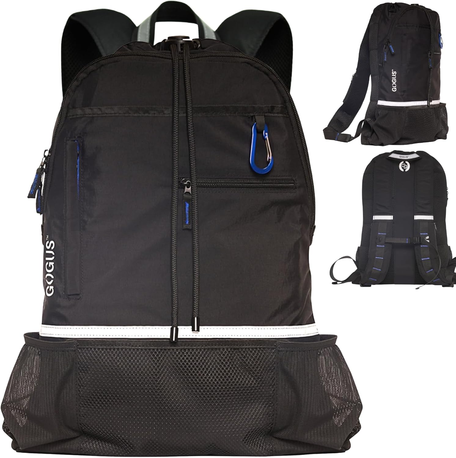 GOGUS Light Gym Drawstring Backpack with Dual Water Bottle Pockets – 18L Eco-Friendly, Water-Resistant Hybrid Bag with Mesh Compartment & Reflective Details for Men & Women