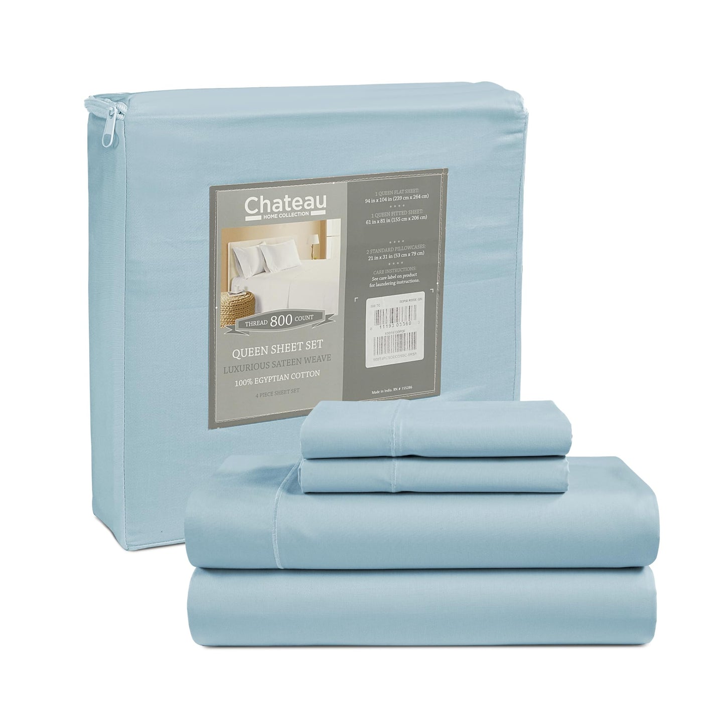 100% Egyptian Cotton Sheets King Size Sheets Set with Fully Elasticated Fitted Sheet & Pillowcase sets, 800 TC Hotel Collection Deep Pocket King Sheet Set, No Pill Soft Breathable Luxury White Bedding