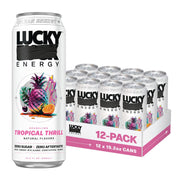 Lucky Energy Sugar Free Energy Drinks 16 Fl Oz Cans (Pack of 10) Healthy Energy Drink Variety Pack with Maca, Ginseng, Taurine, Beta-Alanine, 200mg Caffeine (Packaging may vary).