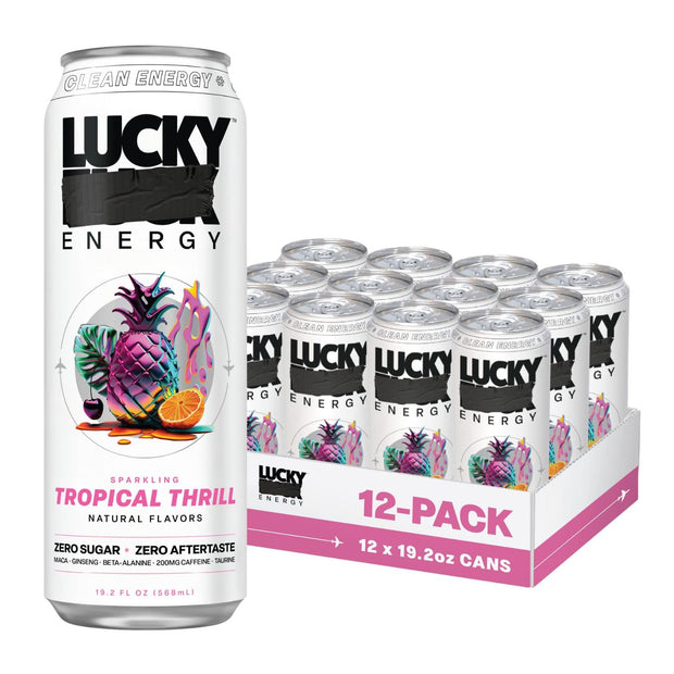 Lucky Energy Sugar Free Energy Drinks 16 Fl Oz Cans (Pack of 10) Healthy Energy Drink Variety Pack with Maca, Ginseng, Taurine, Beta-Alanine, 200mg Caffeine (Packaging may vary).