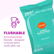 Lume Whole Body Deodorant - Smooth Solid Stick & Flushable Deodorant Wipes - Doctor Developed - Aluminum Free, Baking Soda Free, Skin Loving - 2.6 Ounce (Soft Powder) 15 Count Wipes (Cool Cucumber)
