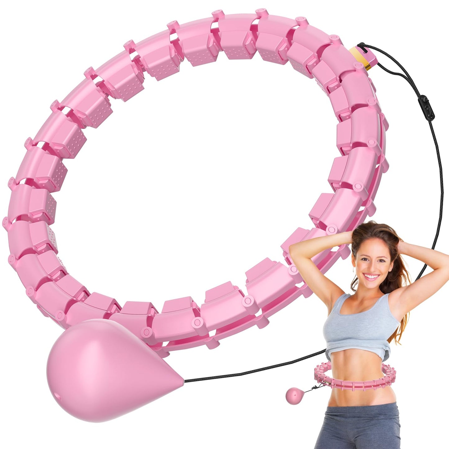Hula Circle Hoops for Adults Weight Loss, Infinity Fitness Hoop Plus Size 65 Inch, 32 Detachable Links, Exercise Hoop Suitable for Women and Beginners