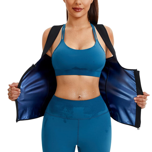 Junlan Sauna Suit for Women Waist Trainer Vest for Women Sweat Tank Top Shaper for Women with Zipper