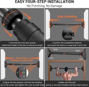 Sportneer Pull Up Bar: Strength Training Chin up Bar without Screws - Adjustable 29.5''-37'' Width Locking Mechanism Pull-up Bar for Doorway - Max Load 440lbs for Home Gym Upper Body Workout, Non-slip