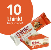 think! Protein Bars, High Protein Snacks, Gluten Free, High Fiber, Peanut Butter Chocolate Chunk, 10 Count