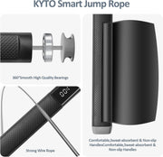 KYTO Smart Jump Rope, High Speed Jump Rope with Counter, Workout Jumping Rope with Steel Ball Bearings, Adjustable Length Speed Skipping Rope, Skipping Rope with App, Fitness Gifts for Adults, Kids