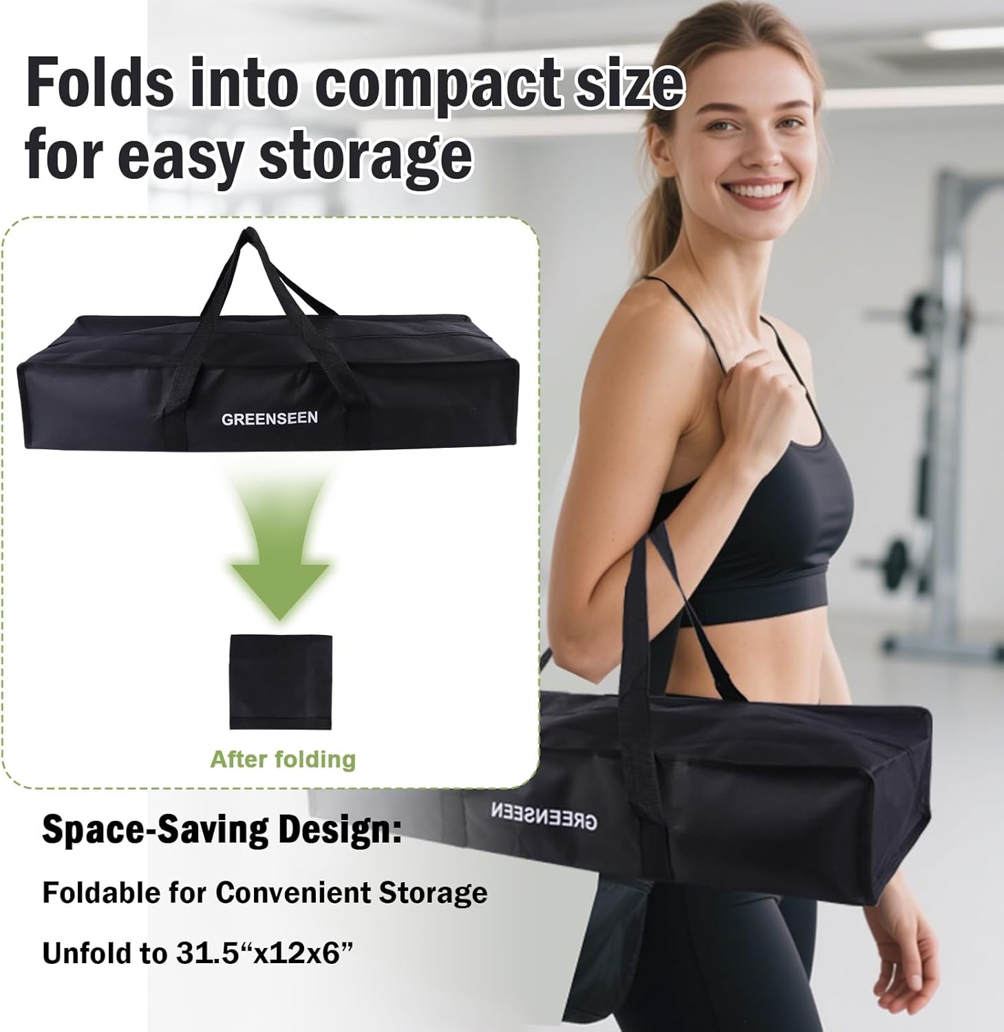 31.5" Foldable Extra Large Sports Duffel Bag For Track Starting Blocks - Waterproof Oxford, Black - with Zippers & Handles - Portable Track Bag, Foldable Gym Bags, Carry Bag for track and field
