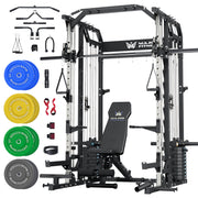 Major Fitness Drone2 Advanced Training Smith Machines– All-in-One Home Gym Squat Rack with Aluminum Pulley Set , Weight Bar, Dual LAT Pull-Down Systems & Cable Crossover Machine for Full-Body Workouts