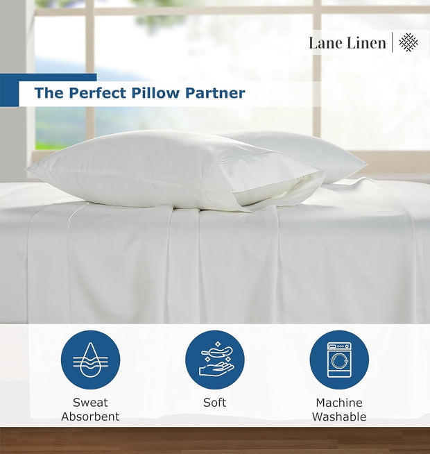 LANE LINEN 100% Egyptian Cotton White Sheets King Size - 1500 TC, 4 Pc - Luxury Sateen Weave Cotton King Size Sheets Set - 15" Extra Deep Pocket King Sheets Sets - White Bed Sheets