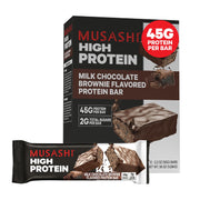 MUSASHI High Protein Bar, 45g Protein, <1g Total Sugars, Dark Chocolate & Salted Caramel, Post Workout and Protein Snack On The Go, 12 Pack of 3.2oz (90g) Bars