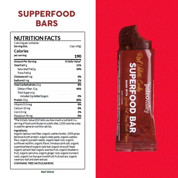 Paleovalley Superfood Bars – Apple Cinnamon– 10 Pack – 9g Protein per Bar – Gluten-Free, Grain-Free, Paleo, Non-GMO – On-the-Go Snack