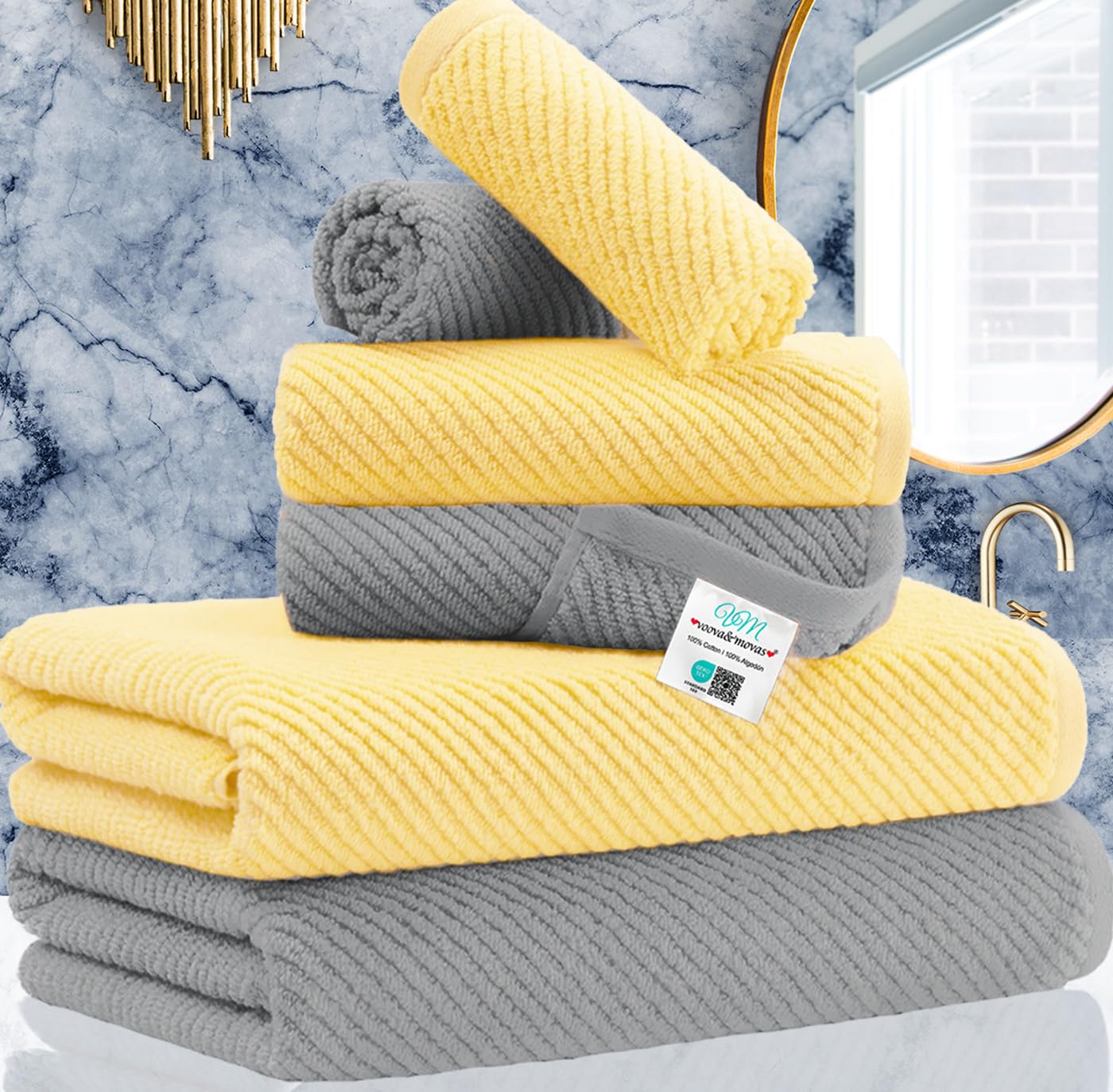 VOOVA & MOVAS Bathroom Hand Towels Set of 4, Large 18"x28" - 100% Cotton | Quick Dry | Light Weight | Thick | Soft | Absorption, Luxury Hand Towels for Showering, Hot Pink Bathroom Decor