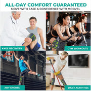 Modvel Compression Knee Brace for Women & Men, 2-Pack Knee Brace for Running Knee Pain, Knee Support Compression Sleeve, Workout Sports Knee Braces for Meniscus Tear, ACL & Arthritis Pain Relief