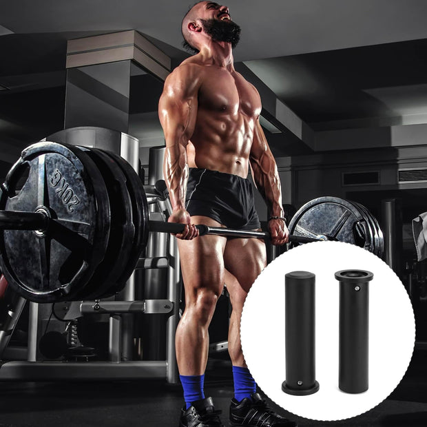 QWORK Adapter Sleeve (2 Pairs) – Convert 1" Standard to 2" Weight Plate Posts – 8" Length, 600lbs Capacity, Removable End Caps, Hex Bolt Locking, Includes Allen Keys