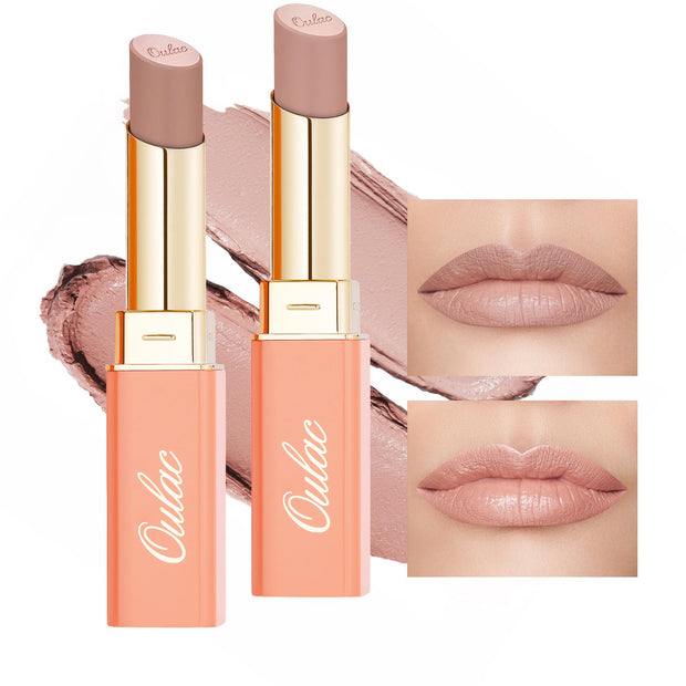 Oulac Beige Lipsticks for Women, Pale Nude Matte Lip Base, Full Coverage Lip Color, Satin Matte Finish, Cream Texture, Hydrating, Infused with Hyaluronic Acid, Vegan & Clean Beauty 4g SG01 Bare