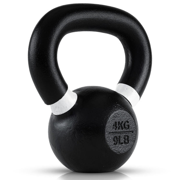 Single Cast Iron Kettlebell | Powder Coated - Wide Handle Weights for Core & Glute Workouts; Swings, Squats, Deadlifts; Strength, Endurance & Flexibility for Men & Women