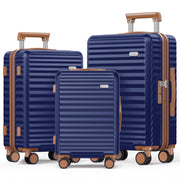 SHOWKOO Luggage Sets 3 Piece Hardside Expandable Suitcase with Double Spinner Wheels Tsa Lock Green (20in/24in/28in)