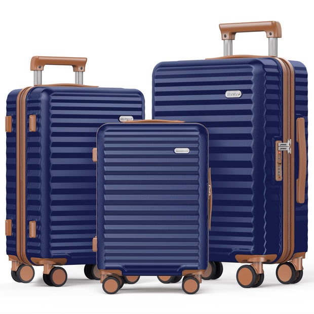 SHOWKOO Luggage Sets 3 Piece Hardside Expandable Suitcase with Double Spinner Wheels Tsa Lock Green (20in/24in/28in)