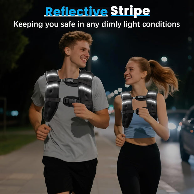 Weighted Vest for Woman Men, 6lb/8lb/12lb/16lb/20lb/30lb Weight Vest with Reflective Stripe, Weight Vests Adjustable for Walking, Weight Loss, Training, Running