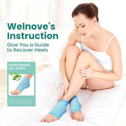 Welnove Moisturizing Heel Socks - 2 Pairs Aloe Vera Extract Infused Gel Lining for Dry Feet - Cracked Heel Repair Treatment - Cotton Socks for Women Men Foot Care (Regular Sizes)