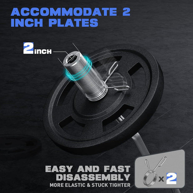 Olympic EZ Curl Barbell Bar, 47" EZ Curl Bar for Weight Lifting, Biceps, triceps, Back/Leg Muscle Group exercise,Chrome Curling Bar for 2 Inch Weight Plates,with 2 Spring Collars