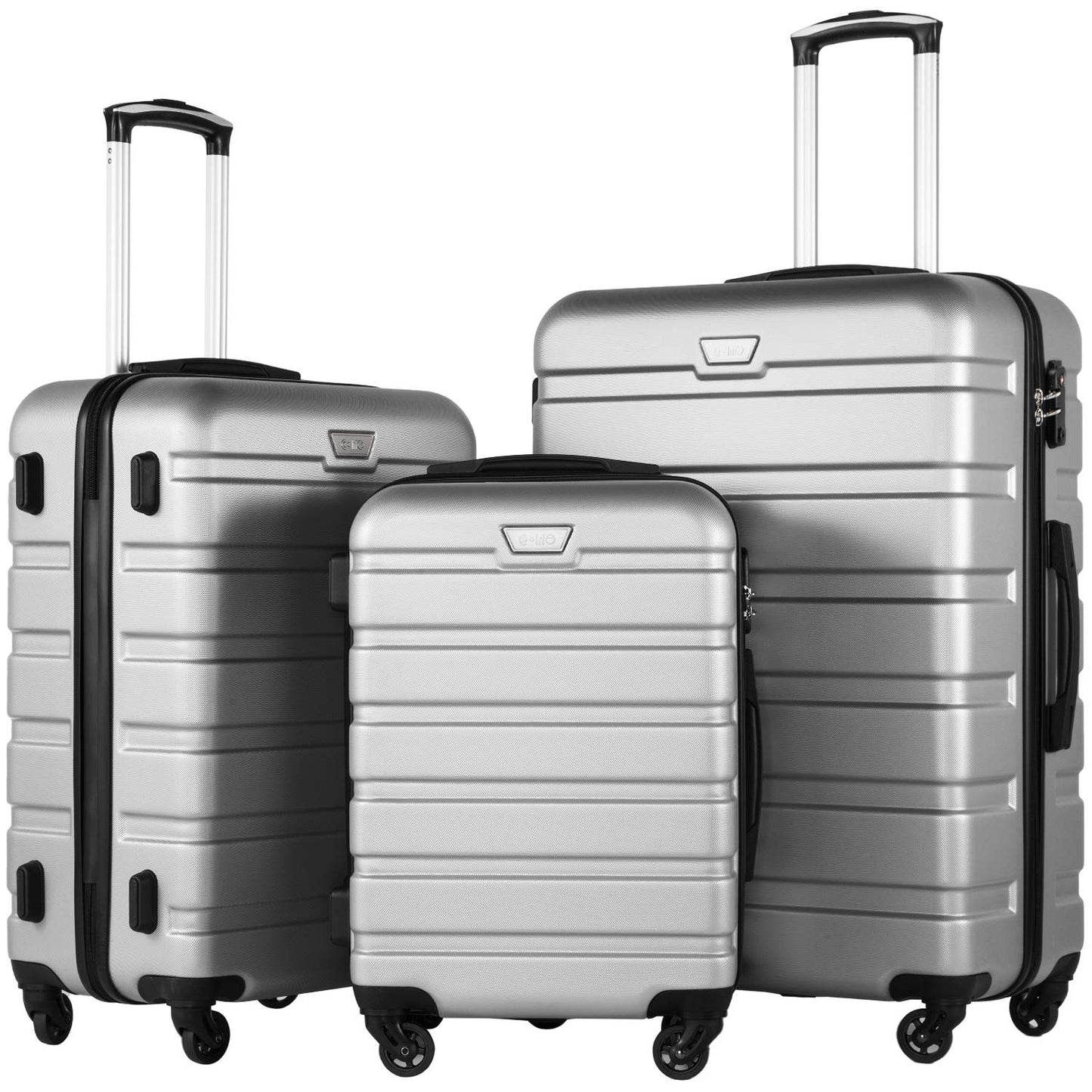 Coolife Luggage 4 Piece Set Suitcase Spinner Hardshell Lightweight TSA Lock (Family Set-Sky Blue)