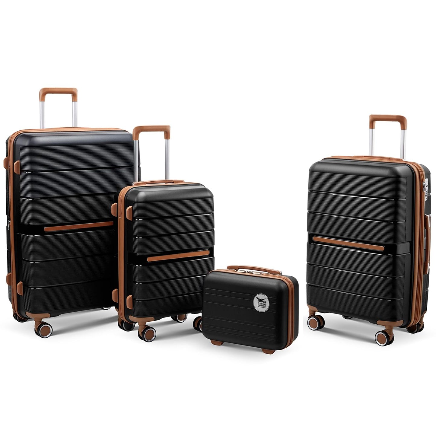 4-Piece Expandable Hardshell Luggage Set with TSA Lock (14/20/24/28) - Lightweight PP Suitcases, 360° Silent Spinner Wheels and Durable 100LB Handle for Air Travel (Peacock Blue)